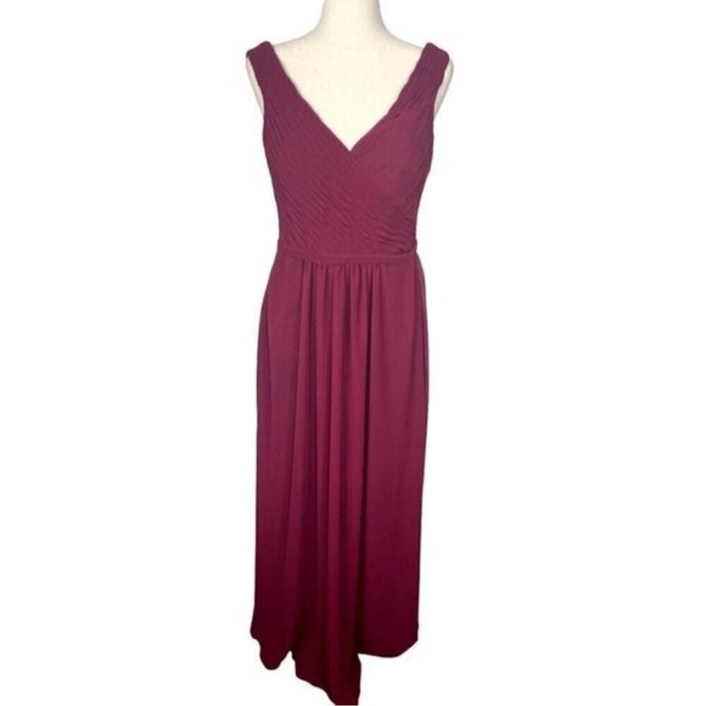 DEAR CLEO Pleated Bodice Chiffon Gown Burgundy Size 10 NWOT